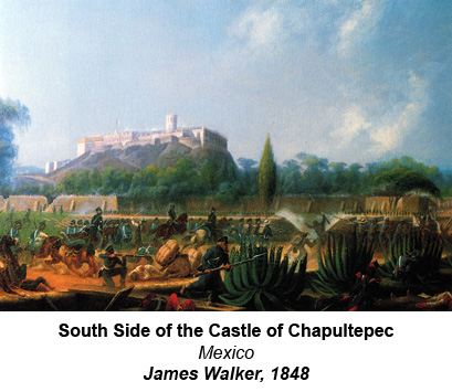 South Side of the Castle of Chapultepec.  Mexico.  By James Walker, 1848.