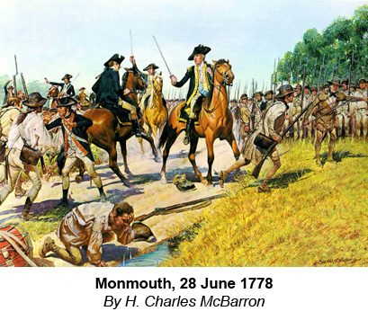 Painting:  Monmouth, 28 June 1778.  By H. Charles McBarron.
