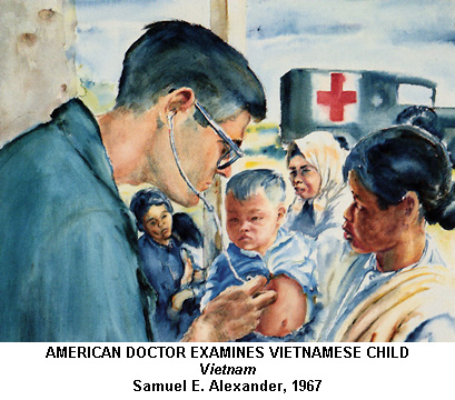 "American Doctor Examines Vietnamese Child."  Vietnam.  By Samuel E. Alexander, 1967.