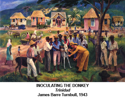 "Inoculating the Donkey."  Trinidad.  By James Barre Turnbull, 1943.