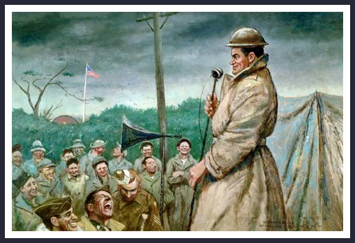 Painting, Bob Hope Entertaining the Troops Somewhere in England
