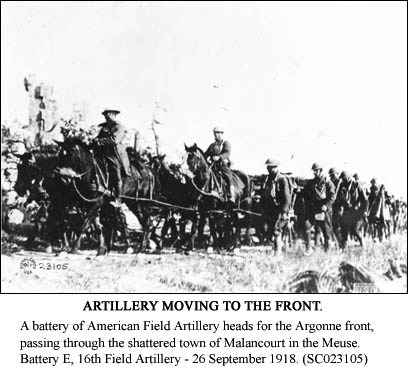 ARTILLERY MOVING TO THE FRONT