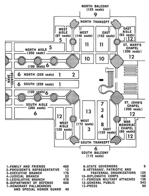 Diagram 30. Washington National Cathedral seating plan. Click on image to view larger scale diagram.