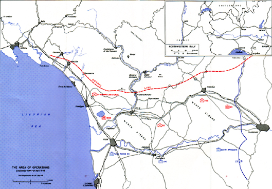 MAP 1: The Area of Operations 1 September 1944- 24 April 1945