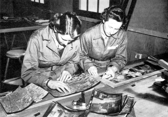 TRAINING AT LOWRY FIELD, COLORADO, in February 1943. Making photographic mosaics