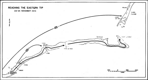 map no.8: Reaching the Eastern Tip, 22-23 November 1943