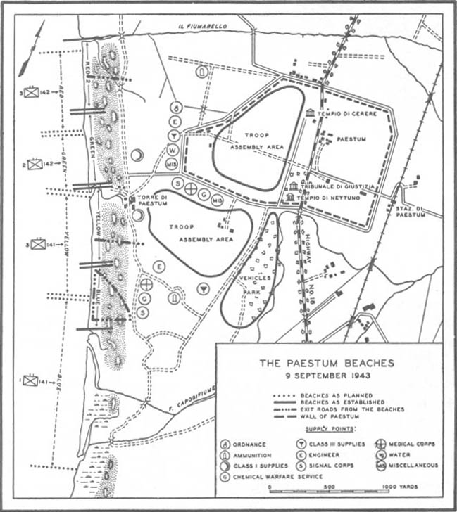 Map No.3: The Paestum Beaches, 9 September 1943
