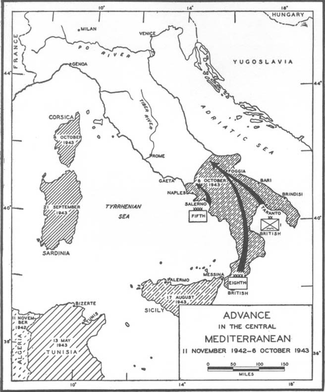 Map No.18: Advance in the Central Mediterranean, 11 November 1942-6 October 1943