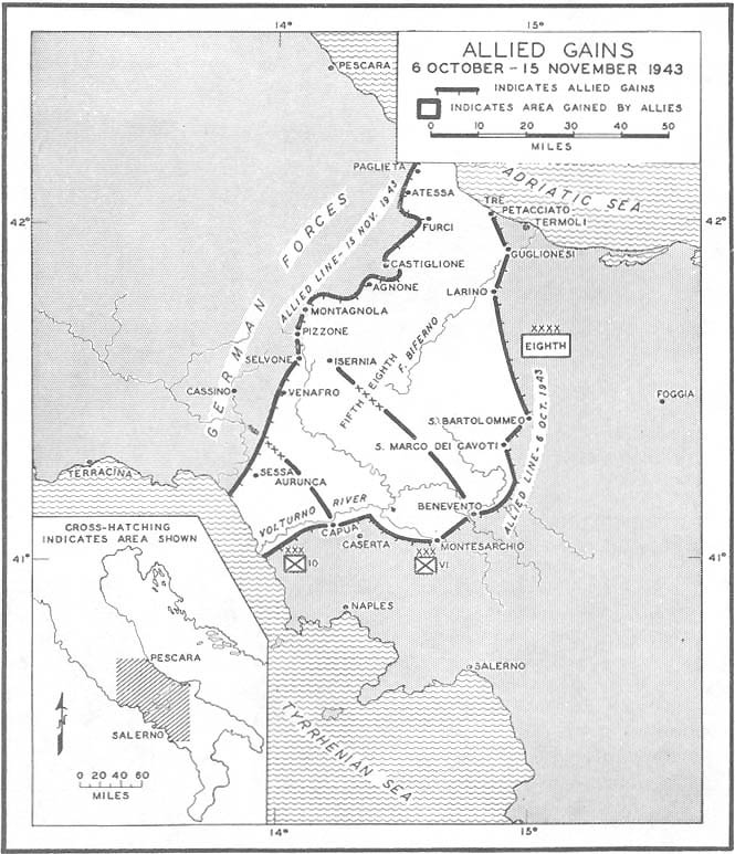 Map No. 29: Allied Gains, 6 October-15 November 1943