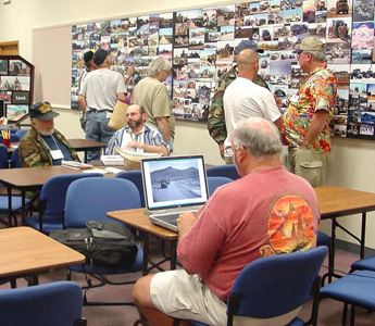 Photo: Veterans met in the auditorium to exchange stories and look at photos and videos.