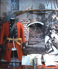 Photo: An exhibit case with a uniform and equipment from the French and Indian War (Rogers’ Rangers) at the U.S. Army Reserve Command Museum. All photographs courtesy of Terry Evans.