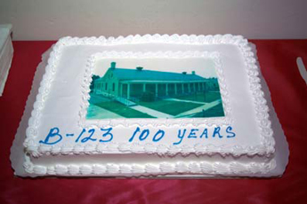 Photo: Fort Sam Houston celebrates with a cake. Photos courtesy of the museum staff.