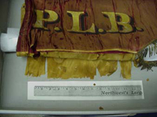 Photo: Pictures of the condition of the Portland Light Battery Guidon. Photos courtesy of Tracy Buckley.