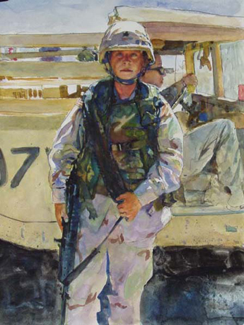 Painting:  Sgt. Hodge, 3d ID Baghdad Airport, 2005