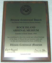 Photo:  Rock Island Arsenal Museum receives 2005 Illinois State Historical Society's Centennial Award