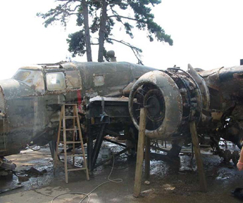Photo: The left side of the aircraft with remaining engine. All photos courtesy of the museum staff. 