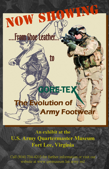 Photo:  The Evolution of Army Footwear.  An exhibit at the U.S. Army Quartermaster Museum, Fort Lee, Virginia.