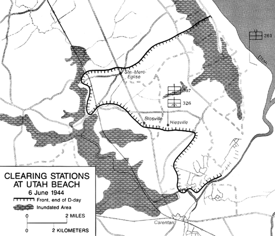 Map:  Map 7-Clearing Stations at UTAH Beach