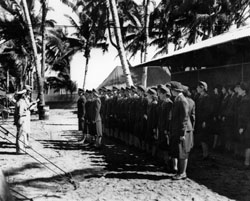 Army nurses, taken prisoners by the 
	   Jap[ane]s[e] at Bataan and Corregidor and recently freed from the Santo Tomas University Civilian Concentration Camp at Manila, are
	   awarded Bronze Stars, along with promotions