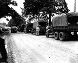 A convoy of Army trucks
