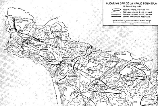Map, Clearing Cap de la Hague Peninsula