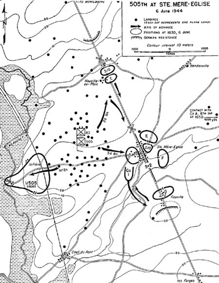 Map, 505th at Ste. Mere-Eglise