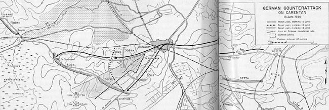 Map, German Counterattack on Carentan