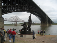 Photo:  The event’s festivities included the dedication of a larger than life sculpture depicting Captains Lewis and Clark’s arrival in St. Louis at the exact location of their September 23, 1806 landing. 