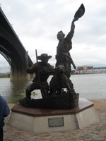 Photo:  This larger than life sculpture depicting Captains Lewis and Clark’s arrival in St. Louis sits at the exact location of their September 23, 1806 landing. 