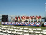 Photo: Old Guard Fife and Drum Corps practice their routine on reviewing stand prior to the opening ceremony at Waterfront Park on 14 October 2003.