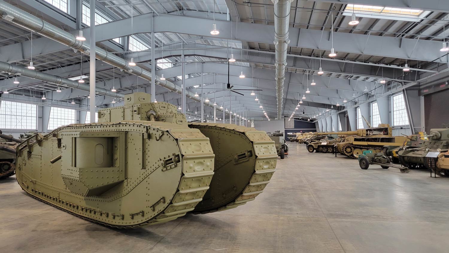 US Army AFV's on display in hangar