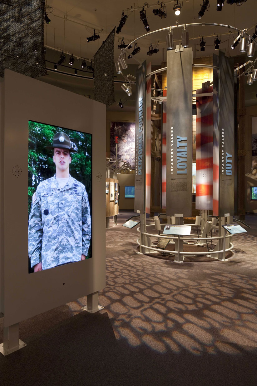 Museum room with center, circular display.