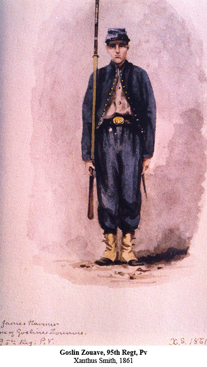 Goslin Zouave, 95th Regt, Pv.  By Xanthus Smith, 1861.