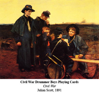 Civil War Drummer Boys Playing Cards.  Civil War.  By Julian Scott, 1891.