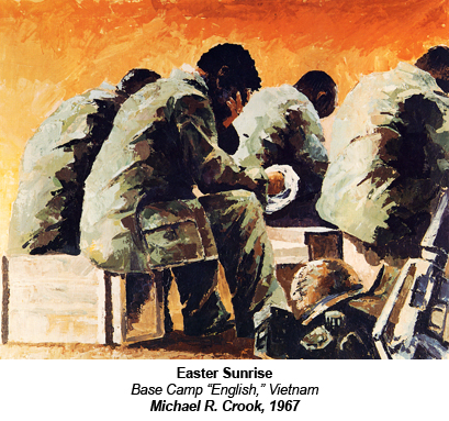 Easter Sunrise.  Base Camp "English," Vietnam.  By Michael R. Crook, 1967.