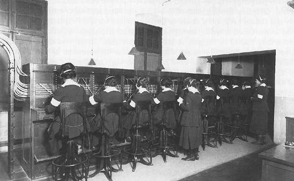 Photo:  "Hello Girls" operate a switchboard at Chaumont, France