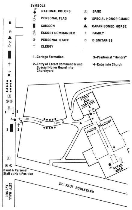 Diagram 84. Arrival at St. Paul's Episcopal Church, Norfolk.  Click on image to view larger scale diagram.