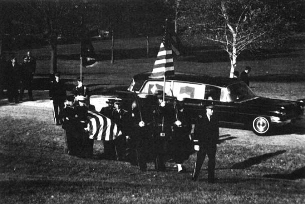 Photo: Casket Is Carried To The Grave On Grounds Of Herbert Hoover Library.