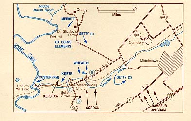 Map, Cedar Creek Battlefield,  Meadow Brook