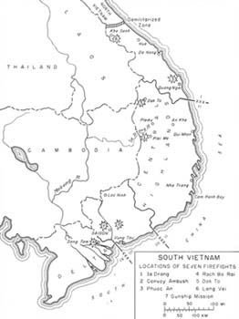 MAP 1 - South Vietnam - Locations of Seven Firefights