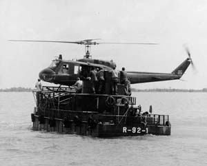 Helicopter landing deck medical aid boat.