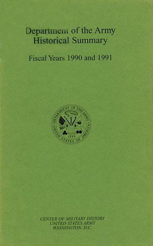 Cover, Department of the Army Historical Summary, 1990 & 1991