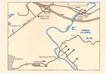 Map, Cedar Creek Battlefield, Bridge at Spangler's Mill