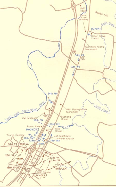 Map, New Market Battlefield, St. Matthew's Lutheran Church