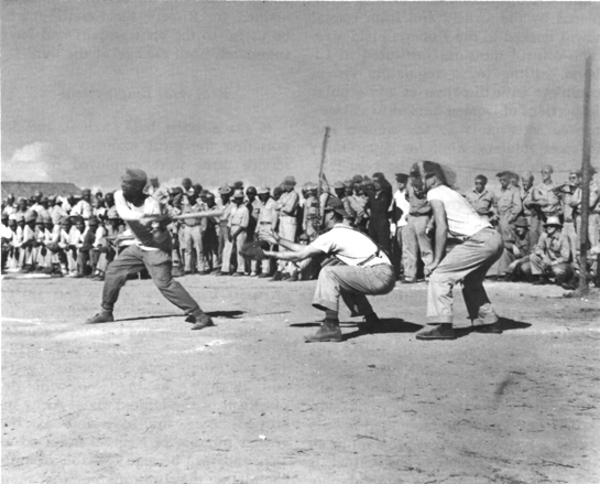 Photo: BASEBALL GAME. 1ST TRANSPORT SQUADRON AND 858TH ENGINEERS,