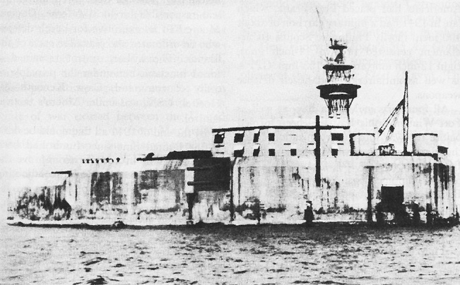 Photo:  El Fraile Island after the concrete battleship was constructed