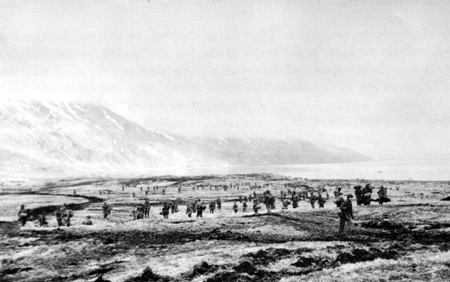 Photo: ATTU LANDINGS. Massacre Bay, as the 4th Infantry moved inland.
