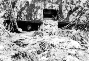 Photo: Concrete pillbox in hillside