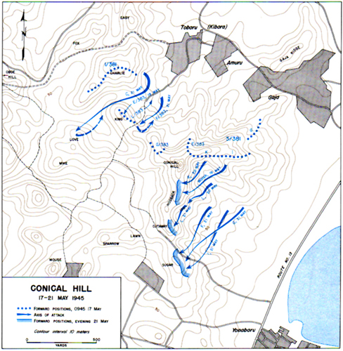 Map XLIII: Conical Hill, 17-21 May 1945