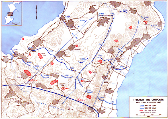 Map VII: Through the Outposts XXIV Corps 4-8 April 1945